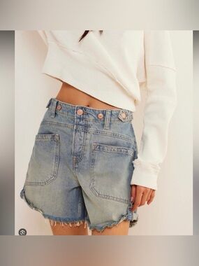 Free People We The Free Palmer High Waisted Button Fly Jean Shorts SZ 29
